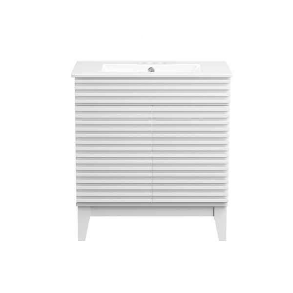 HOMEIBRO HOMEIBRO 30.0 in. Bath Vanity Cabinet without Top in Polar Yellow Unassembled
