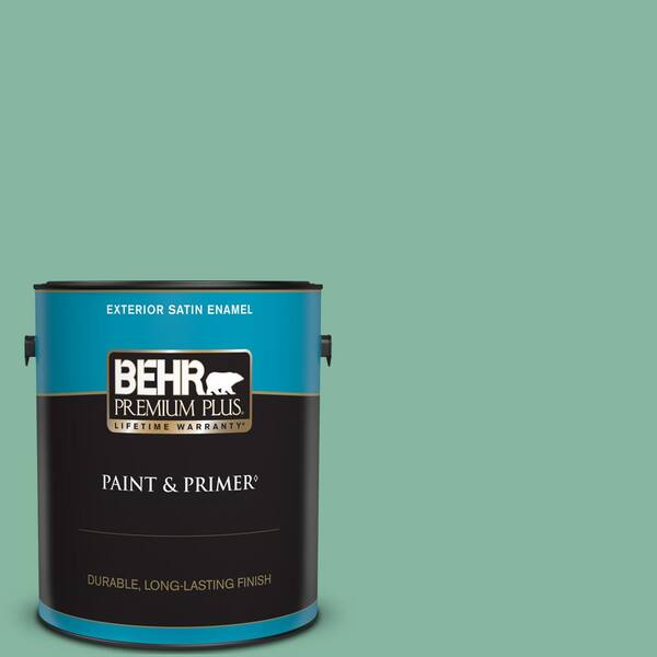 BEHR PREMIUM PLUS 1 gal. #480D-4 Indian Ocean Satin Enamel Exterior Paint & Primer