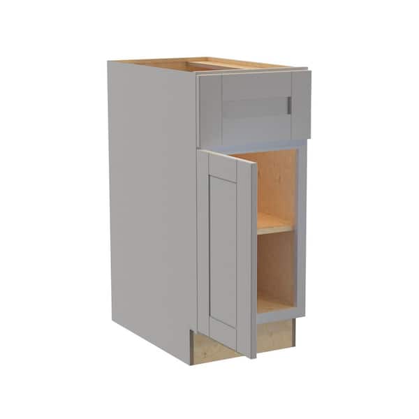 Washington Veiled Gray Plywood Shaker Assembled Base Kitchen Cabinet Soft Close Left 15 in W x 24 in D x 34.5 in H