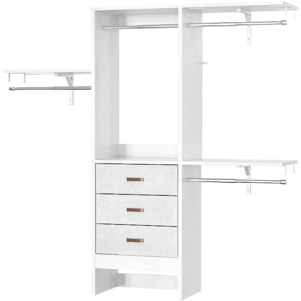 Aheaplus 39 in. W - 59 in. W White Tower Wall Mount 5-Shelf Wood