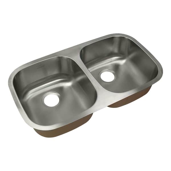Transolid Classic Undermount Stainless Steel 32.375 in. 50/50 Double Bowl Kitchen Sink in Brushed Stainless Steel