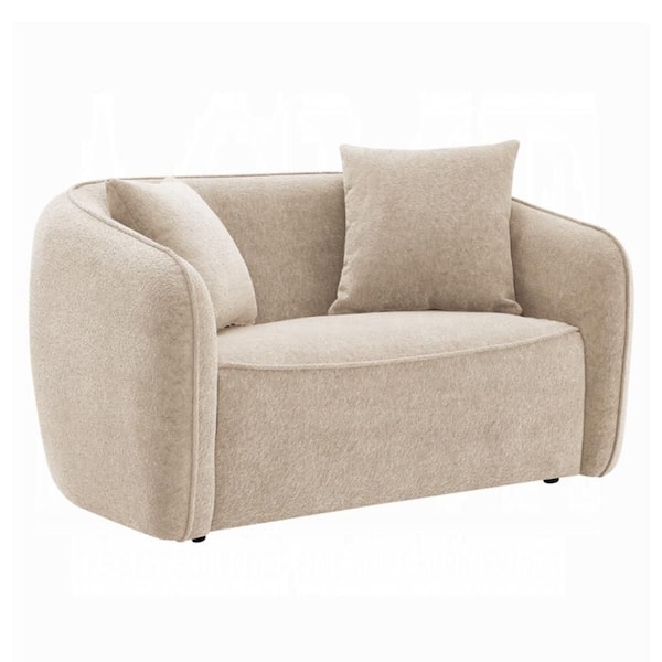 Ray 35 in. Beige Chenille Loveseat w/2-Pillows