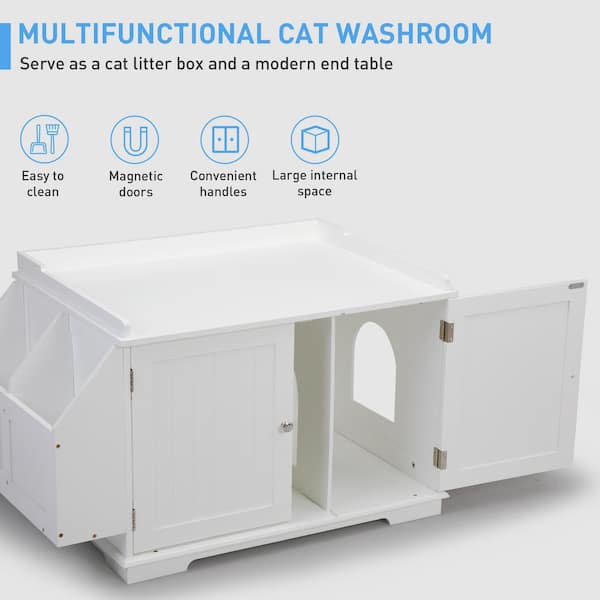 DMIDYLL Extra Large Cat Litter Box Enclosure Houses with Food Bowls and  Scratch Pad for Indoor Cats, Hidden Litter Box Furniture Cabinet, Washroom