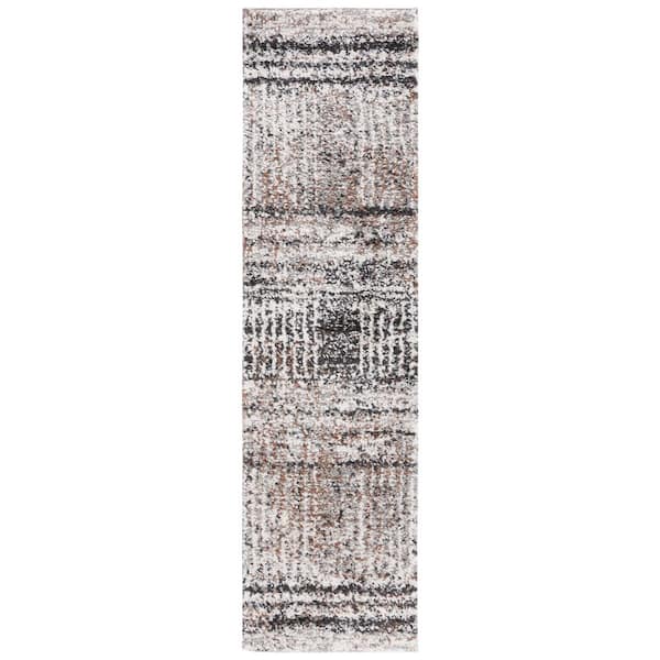 Jericho Shag 2 ft. x 6 ft. Black/Rust Abstract Striped Runner Rug