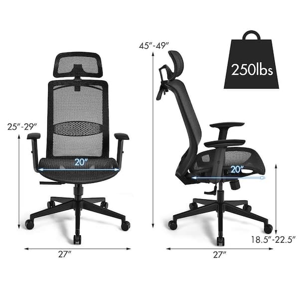ANGELES HOME Black Sponge Office Chair with Flip-Up Arms and Foldable  Backrest SA10-9CB171DK - The Home Depot