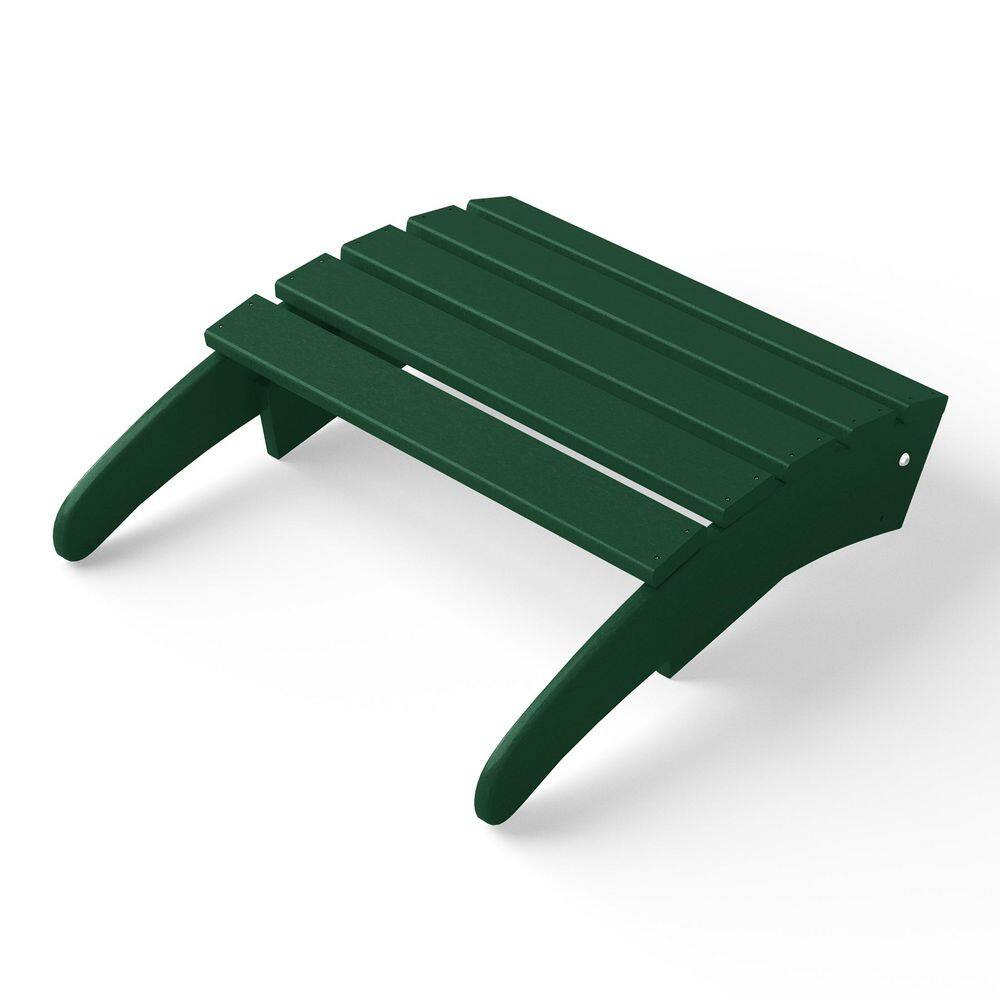 Dark Green HDPE Foldable Curved-Leg Outdoor Ottoman