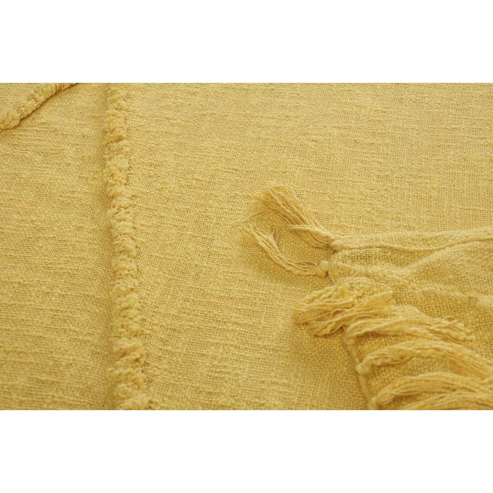 Bohemian Diamond Tufted Cotton Throw Blanket, Yellow, 50" x 60"