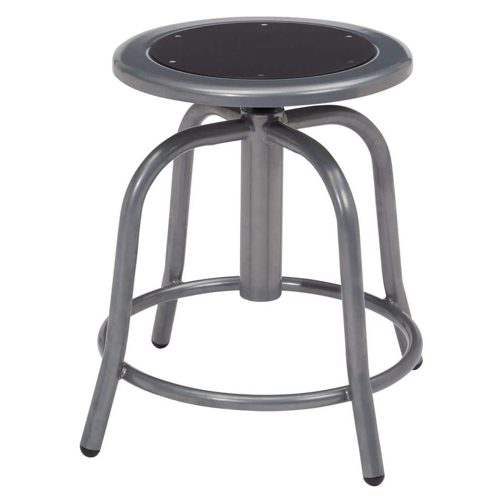 Adjustable Black Metal Swivel Stool with Footrest