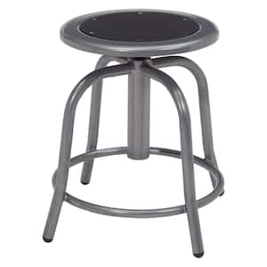 18 in. to 25 in. Height Black Seat and Grey Frame Adjustable Swivel Stool