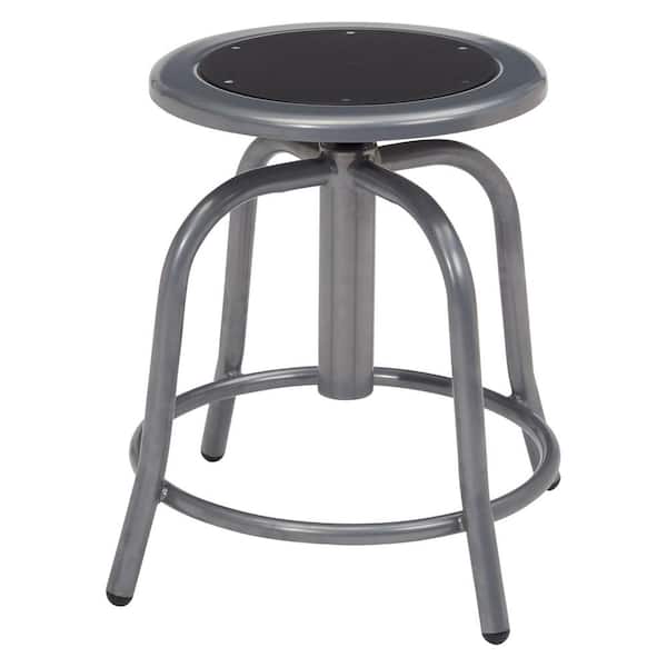 National Public Seating 18 in. to 25 in. Height Black Seat and Grey Frame Adjustable Swivel Stool