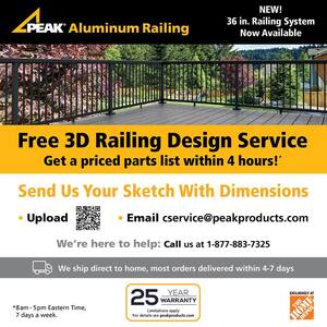 Aluminum Deck Railing 6 in. Tinted Glass Panel Rail Kit