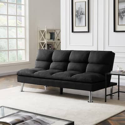 Black Sofa Bed Sleeper Fabric Futon Chair