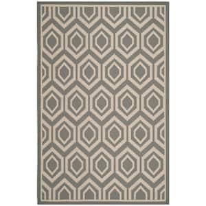 Courtyard Anthracite/Beige 8 ft. x 11 ft. Geometric Indoor/Outdoor Patio  Area Rug