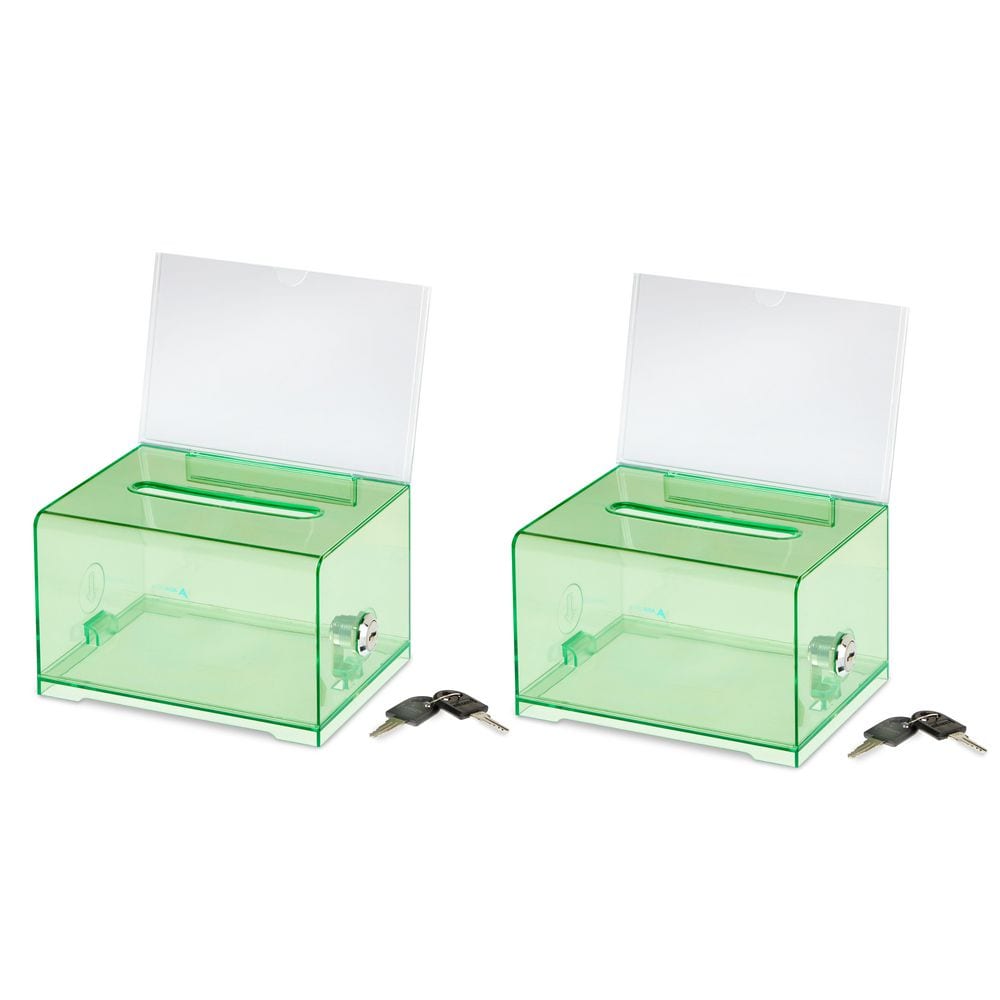 AdirOffice Acrylic Clear Locking Suggestion Box in Crystal Green (2-Pack)  637-CRG-2PK - The Home Depot