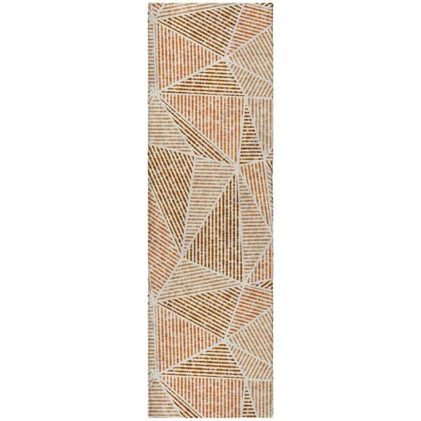 Dream Shag Premium Machine Washable Abstract ADS618 Terracotta 2 ft. x 7 ft. Runner Rug