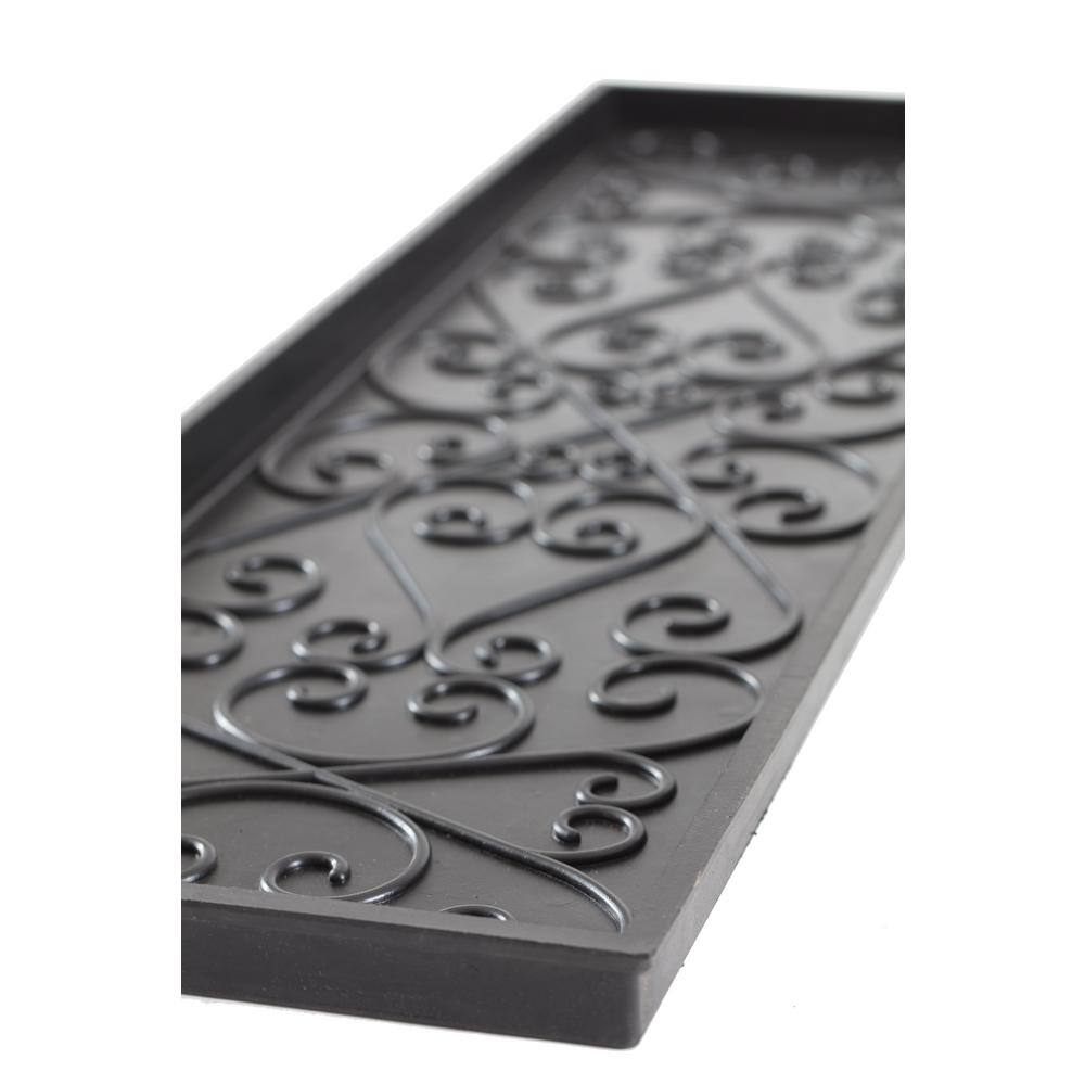 Black and Ivory Rubber Boot Tray with Coir Insert