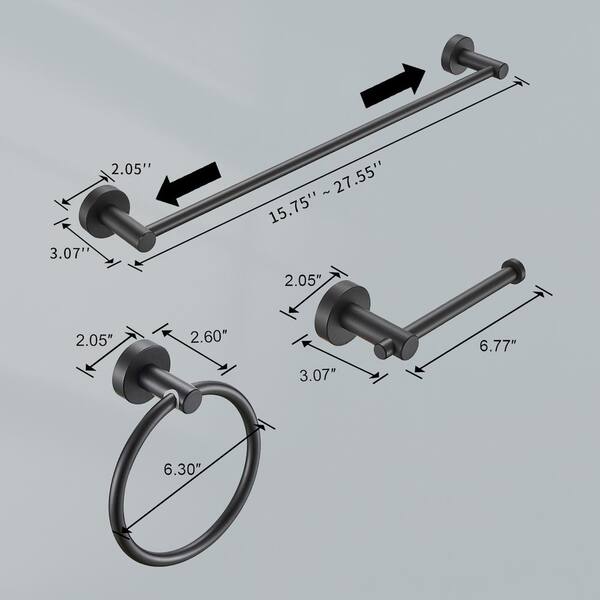 UPIKER 3-Piece Bath Hardware Set with Towel Ring Toilet Paper Holder and 27  in. Towel Bar in Matte Black UP2304TRSBL3001 - The Home Depot