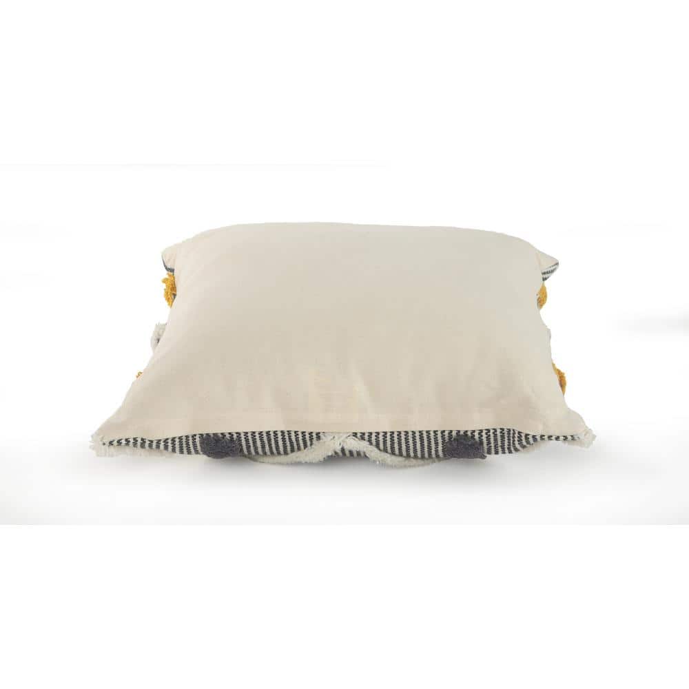 20'' Black and White Cotton Wool Tufted Throw Pillow