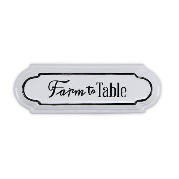 14 in. x 4.75 in. Black, White Farm To Table Metal Wall Art 1-Piece