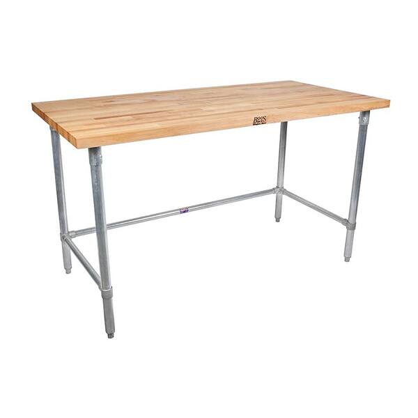 Unbranded Maple Wood Top Work Table with Galvanized Steel Base, 60 x 30 x 1.5"