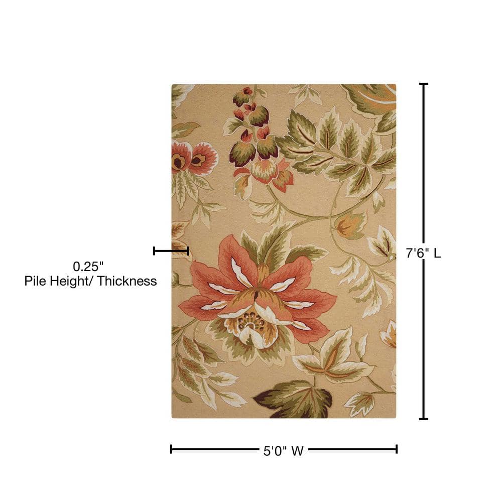 Beige Tufted Handmade Synthetic Rectangular 5' x 7' Rug