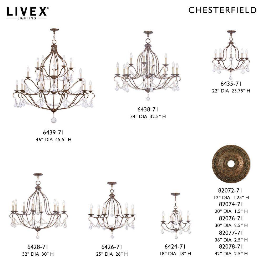 Mini Venetian Golden Bronze 8-Light Candle Chandelier