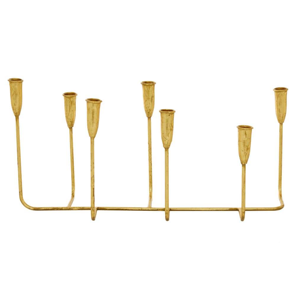 Gold Slim 7-Candle Metal Candelabra