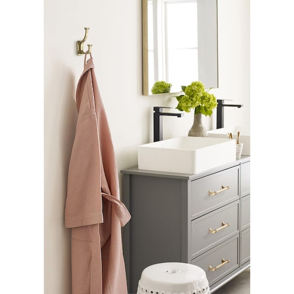 Alder 4-1/2 in. L Golden Champagne Double Prong Wall Hook