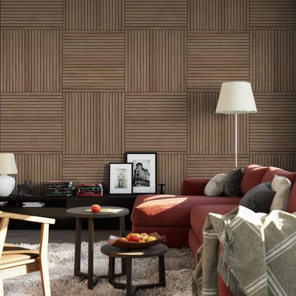 sunwings 0.4 in. x 4 ft. x 2 ft. Brown Walnut PET Peel and Stick