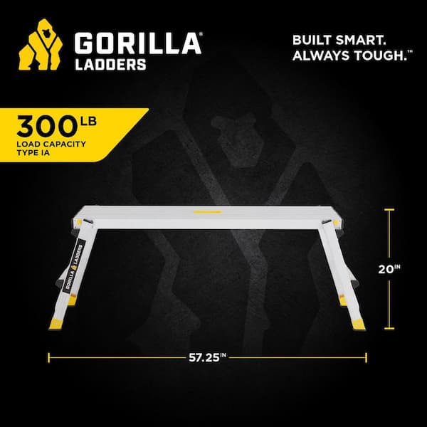 Gorilla Ladders - 4 ft. x 12 in. x 20 in. Aluminum Slim-Fold Work Platform, 300 lbs. Load Capacity