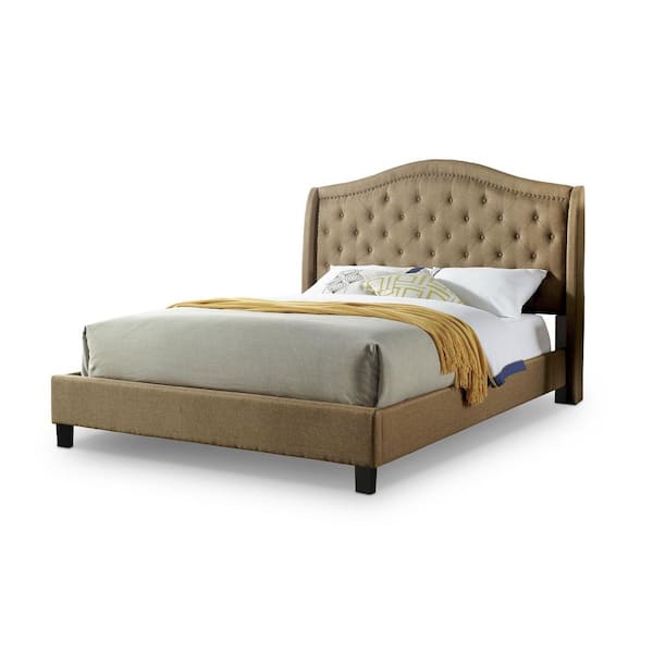 Furniture of America Dyevera Brown Fabric Upholstered Full Platform Bed