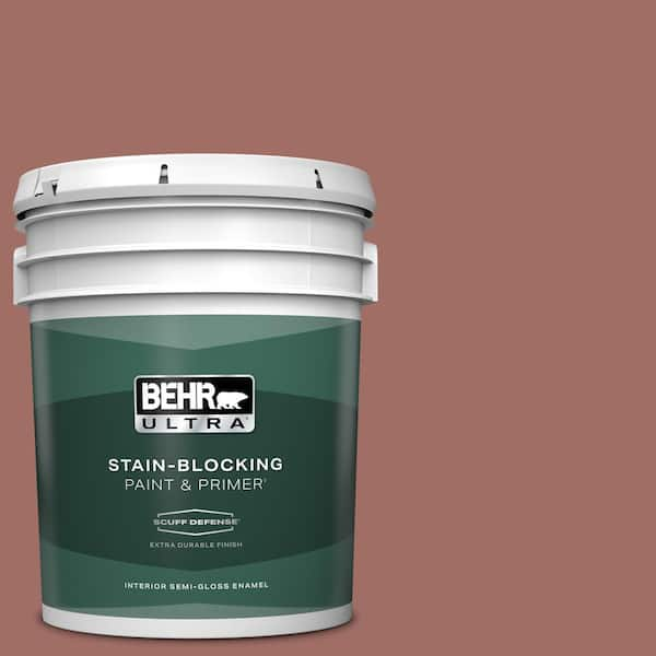 BEHR ULTRA 5 gal. #190F-5 Brandy Extra Durable Semi-Gloss Enamel Interior Paint & Primer