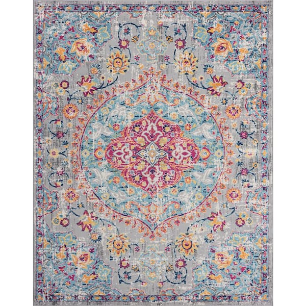 Tayse Rugs Dynamic Medallion Gray 5 ft. x 8 ft. Indoor Area Rug
