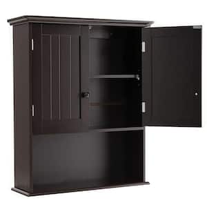 23.5 in. W x 7.5 in. D x 28 in. H Bathroom Storage Wall Cabinet in Brown