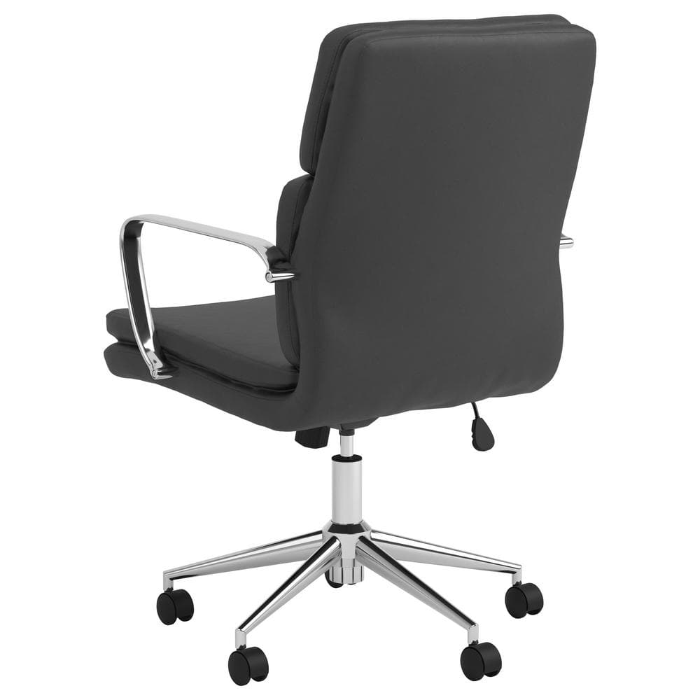 Ximena Transitional Black Leatherette and Chrome Desk Chair