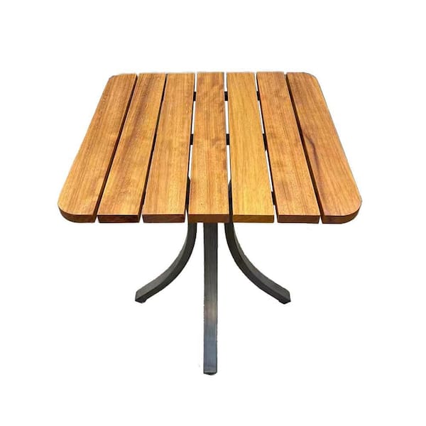 HiGreen Outdoor Manbo Square Teak 21 in. Outdoor Side Table with Aluminum Base