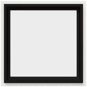 24 in. x 24 in. V-4500 Series Black Exterior/White Interior FiniShield Vinyl Picture Window w/ Low-E 366 Glass