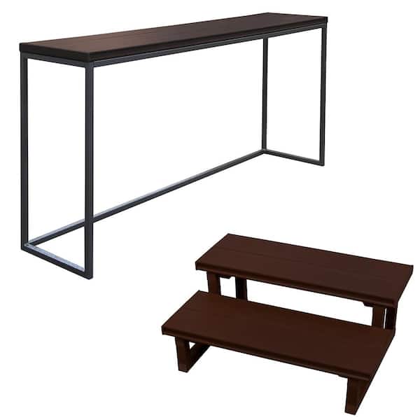 16.5 in. x 77 in. x 35.5 in. Spa Bar and 2 Tier Spa Steps in Smoke