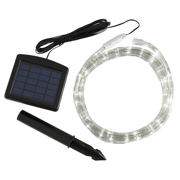 Clear Outdoor Integrated LED 5000K Landscape Rope Light Solar Powered 16 ft 