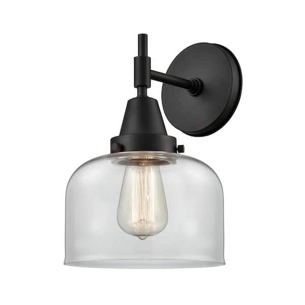 Caden 1-Light Matte Black, Clear Wall Sconce with Clear Glass Shade