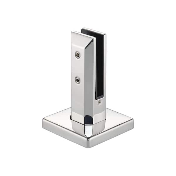 Glass Warehouse 3.8 in. x 3.8 in. x 6.3 in. Chrome Stainless Steel Square Baseplate Glass Railing Spigot for 1/2 in. Glass Thickness