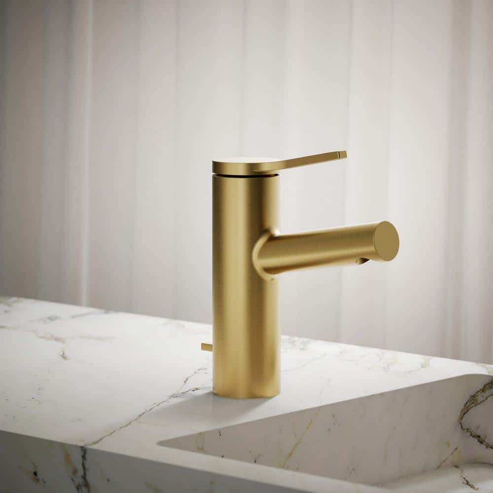 Vibrant Brushed Moderne Brass Single-Handle Bathroom Faucet