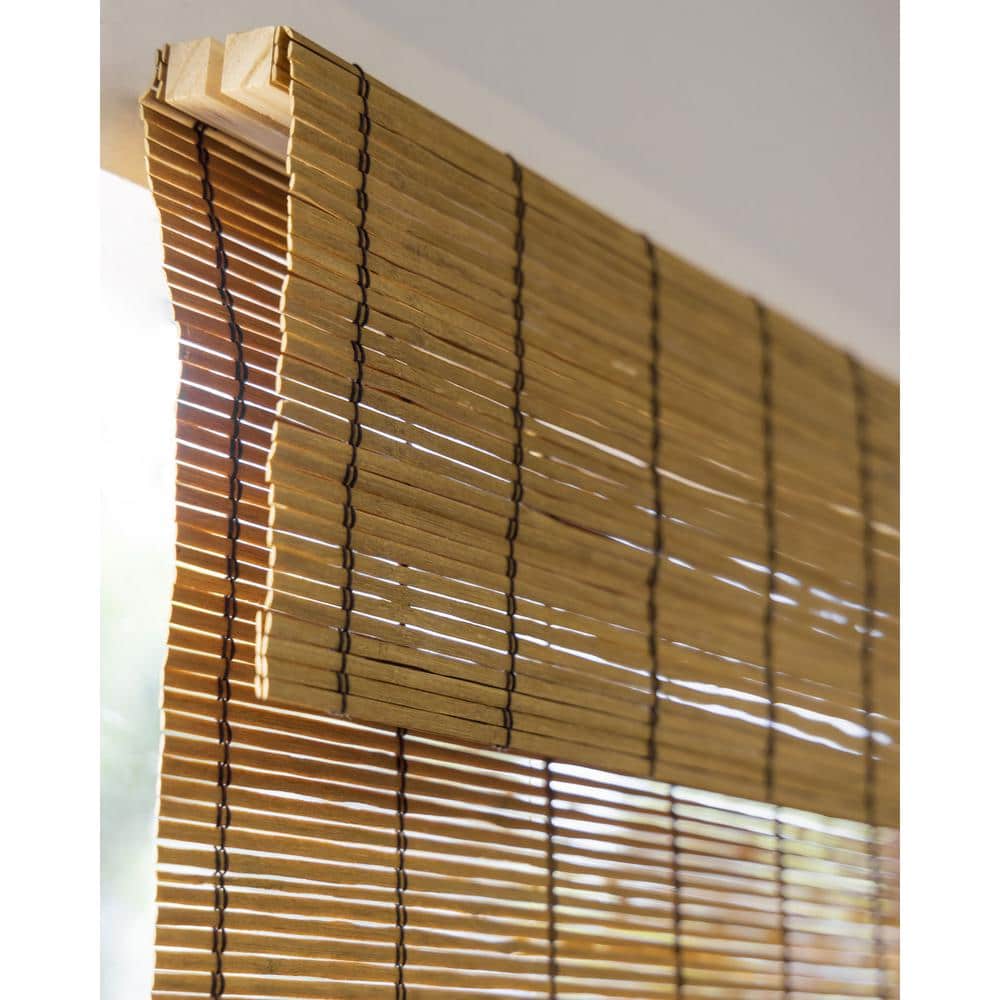 Fox Brown Cordless Bamboo Roman Outdoor Woven Shade 47" x 64"
