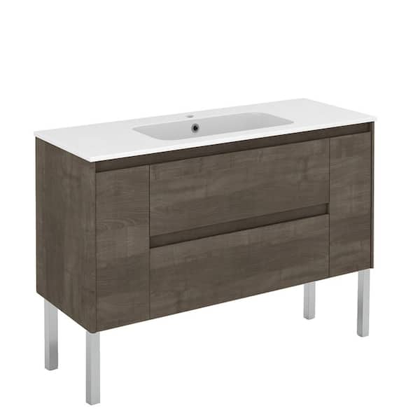 WS Bath Collections Ambra 47.5 in. W x 18.1 in. D x 32.9 in. H Bathroom Vanity Unit in Samara Ash with Vanity Top and Basin in White