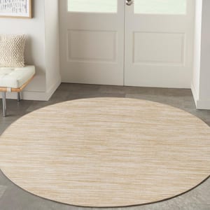 Essentials 8 ft. Round Ivory Gold Abstract Contemporary Round Indoor/Outdoor Area Rug