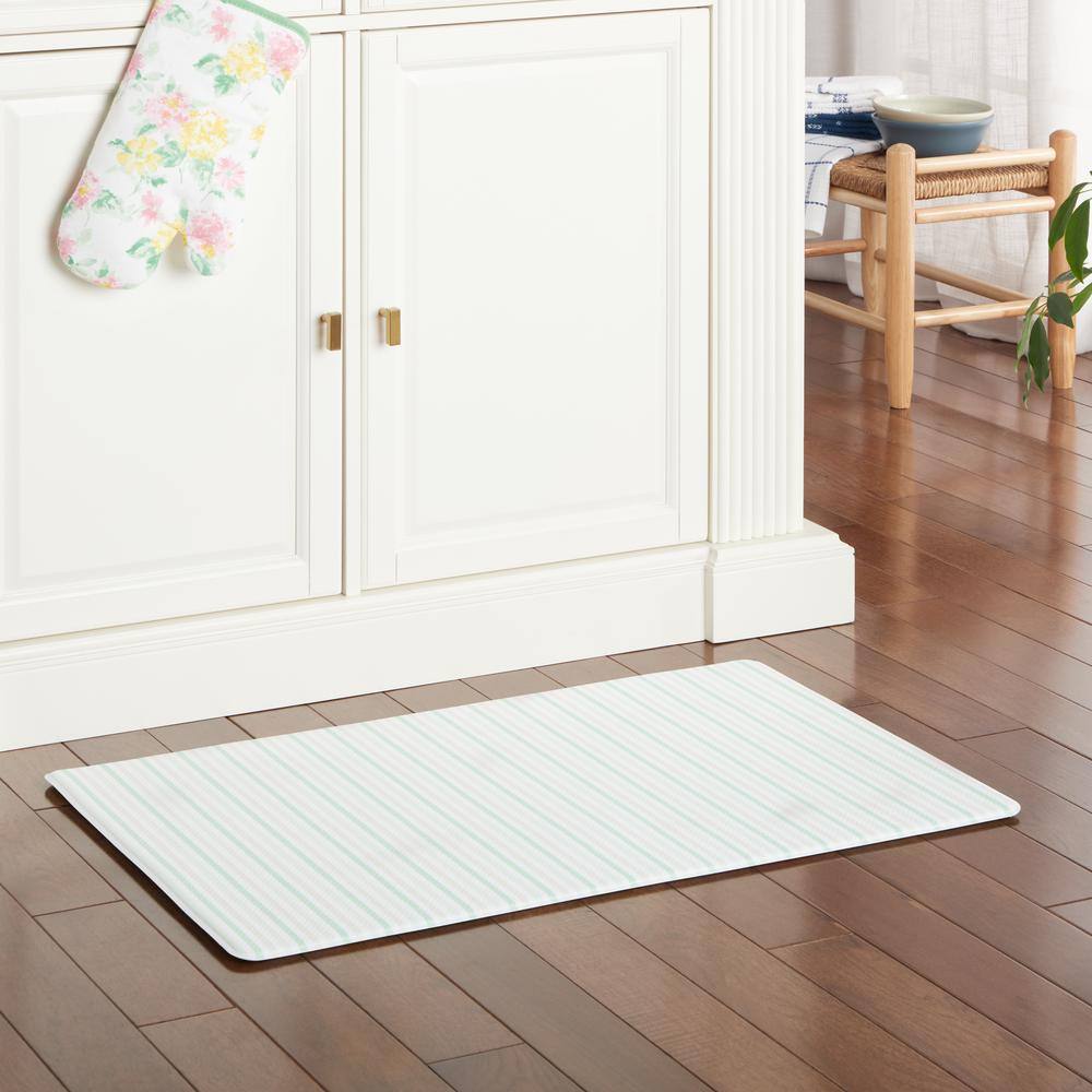 Petal Pink and Yellow Floral PVC Kitchen Mat, 20" x 30"