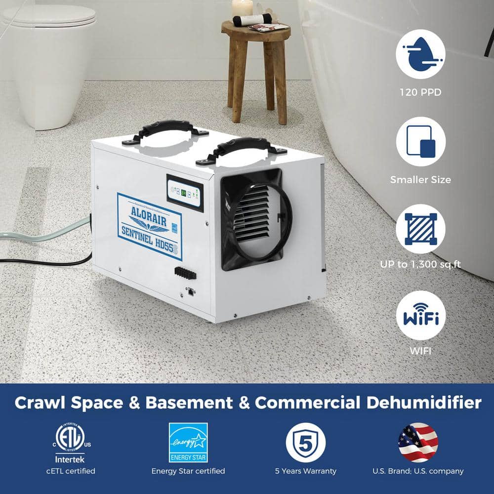AlorAir Sentinel HD55 White Commercial Dehumidifier with Humidistat