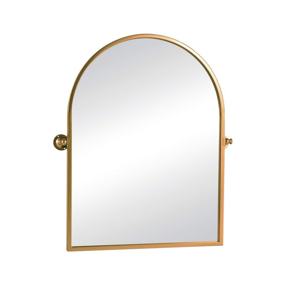 Modern Gold 23 in. W x 32 in. H Arch-Top Metal Framed Mirror, Bathroom Vani