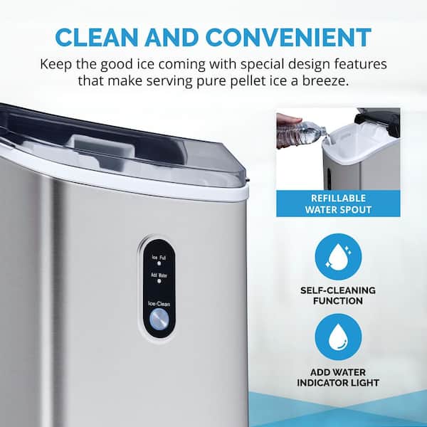 Newair 26 Lbs. Nugget Countertop Ice Maker In Stainless Steel With Soft Chewable  Pebble Ice, Self-cleaning, Perfect For Home, Kitchen, Office : Target