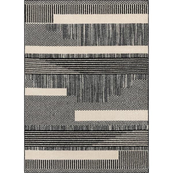 Well Woven Black Dark Grey 5 ft. 3 in. x 7 ft. 3 in. Mystic Athena Tribal Moroccan Area Rug